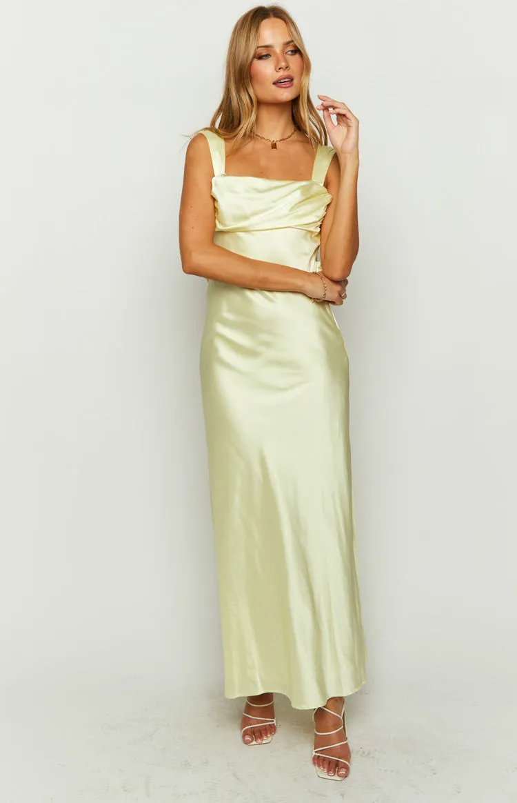 Laria Yellow Satin Formal Maxi Dress sold by Beginning Boutique product image thumbnail 3