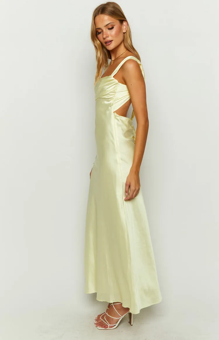 Laria Yellow Satin Formal Maxi Dress sold by Beginning Boutique product image thumbnail 4