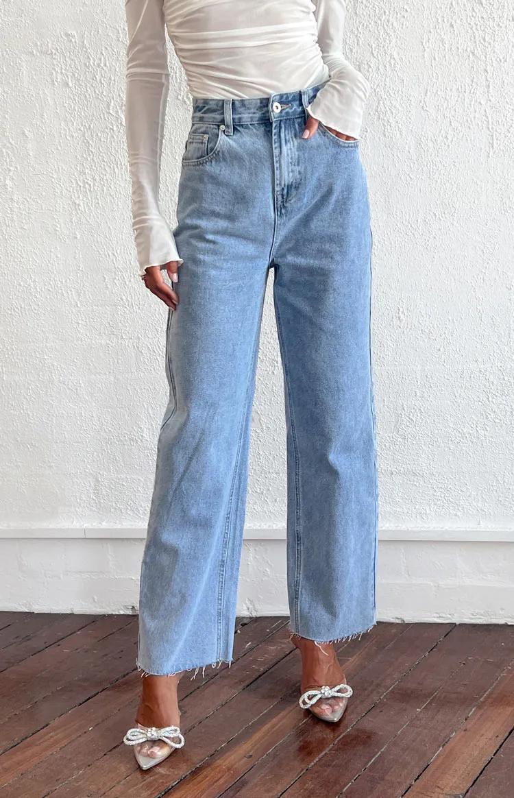 Ronnie Light Wash Denim Straight Leg Jeans sold by Beginning Boutique
