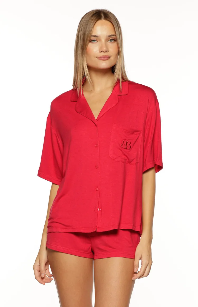 Jamey Burgundy Pajama Shirt sold by Beginning Boutique product image thumbnail 2