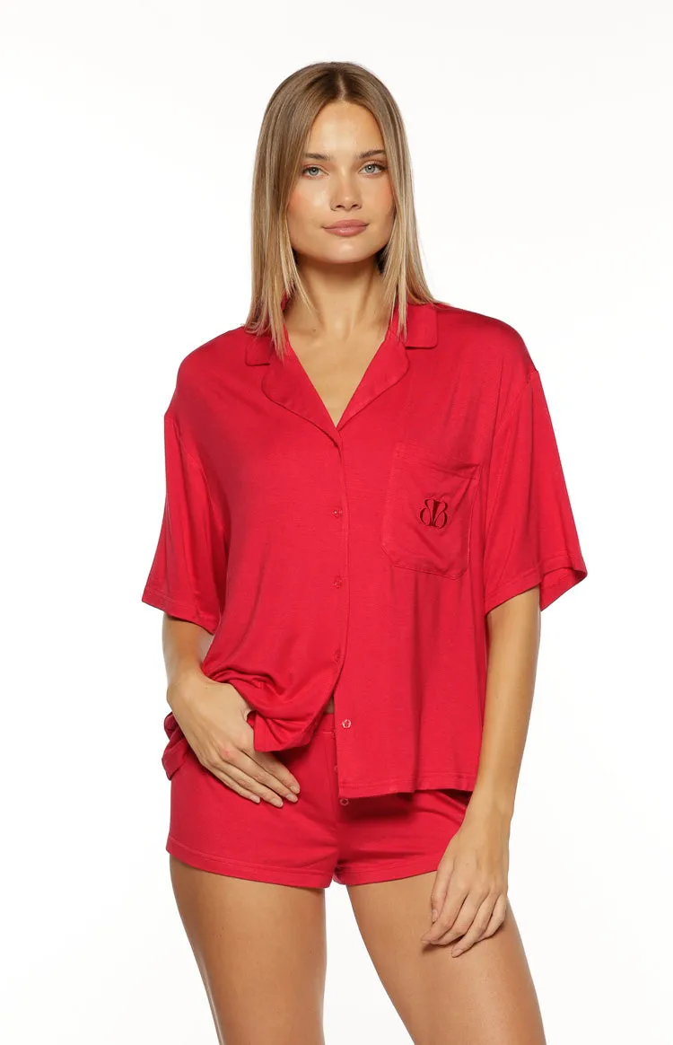 Jamey Burgundy Mini Pajama Shorts sold by Beginning Boutique product image thumbnail 2