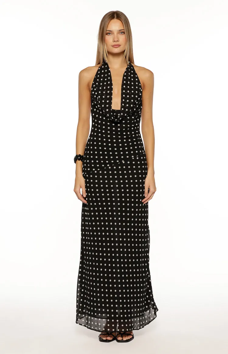 North Black Polka Dot Cowl Neck Maxi Dress sold by Beginning Boutique product image thumbnail 5