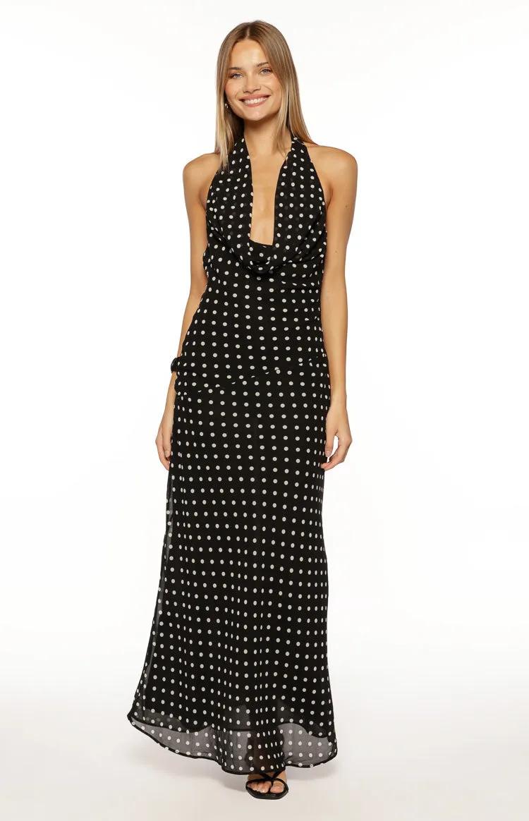 North Black Polka Dot Cowl Neck Maxi Dress sold by Beginning Boutique product image thumbnail 2