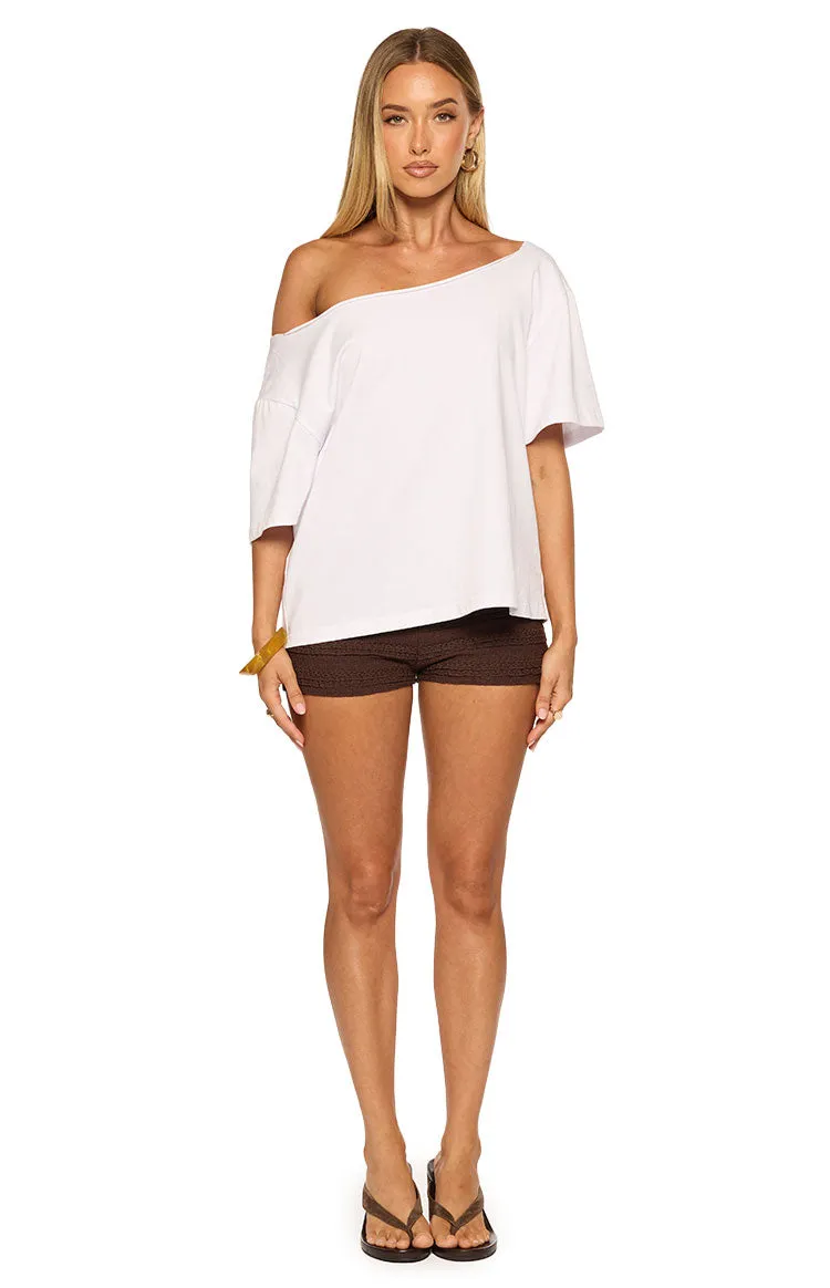 Henrie White Off Shoulder Boxy Tee sold by Beginning Boutique product image thumbnail 5