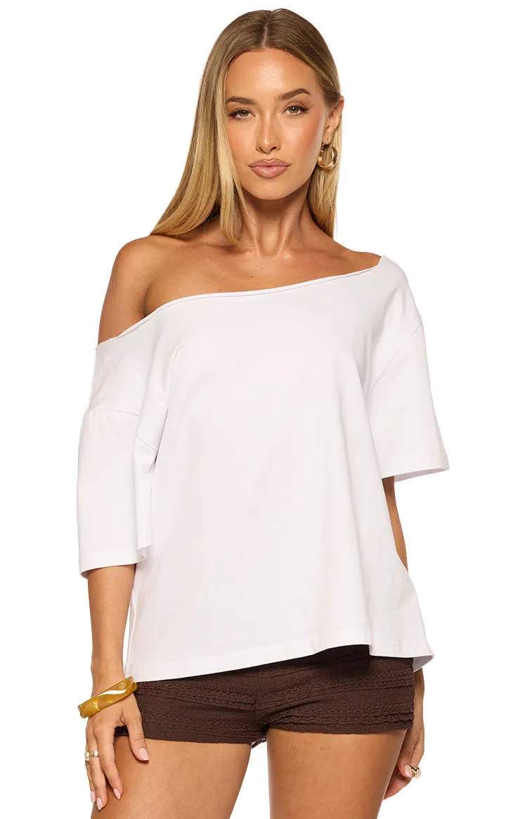Henrie White Off Shoulder Boxy Tee sold by Beginning Boutique product image thumbnail 2