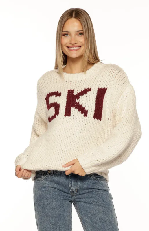 Jasmine Cream Jacquard Chunky Knit Sweater sold by Beginning Boutique