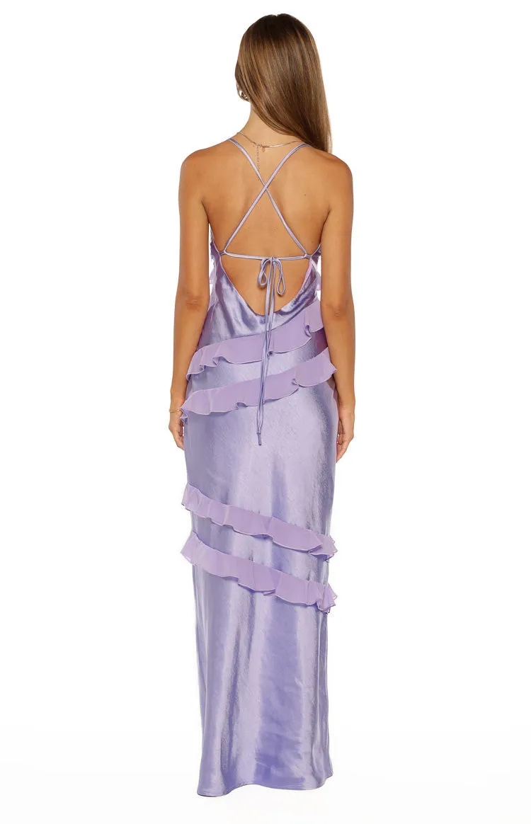 Inara Lilac Ruffle Maxi Dress sold by Beginning Boutique product image thumbnail 4