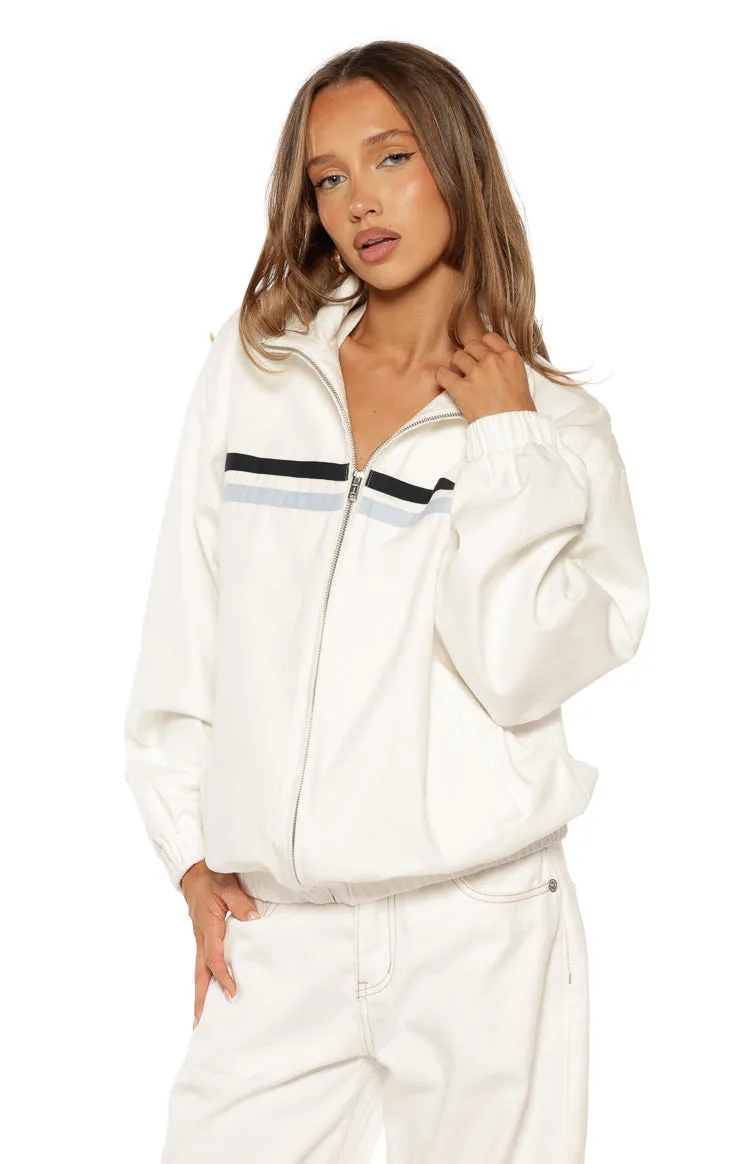 Kalana Cream Contrast Stripe Funnel Neck Jacket sold by Beginning Boutique product image thumbnail 2