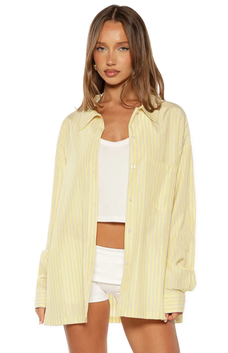 James Yellow Stripe Button up Long Sleeve Shirt sold by Beginning Boutique product image thumbnail 2