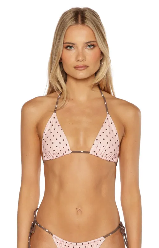 Florida Pink Polka Dot Triangle Bikini Top sold by Beginning Boutique