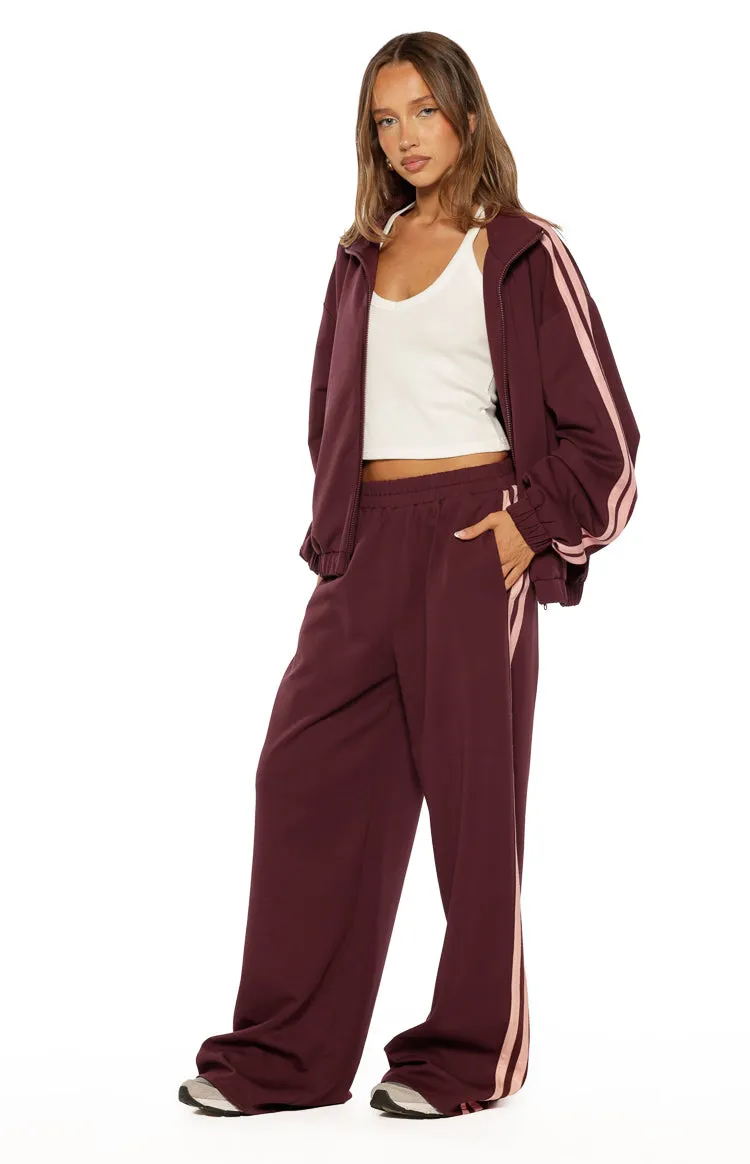 Kosie Burgundy and Pink Stripe Track Pants sold by Beginning Boutique product image thumbnail 2