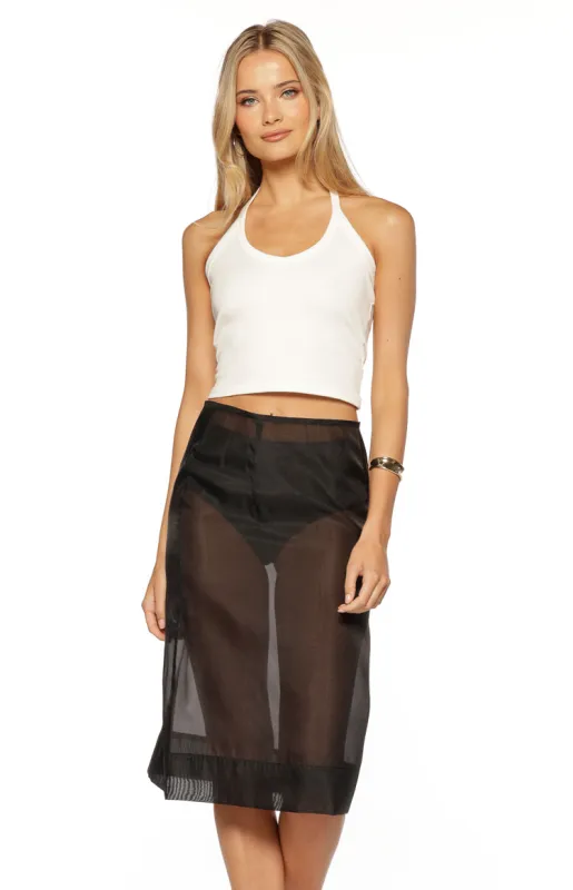Francesca Black Organza Sheer Midi Skirt Two Piece Set sold by Beginning Boutique