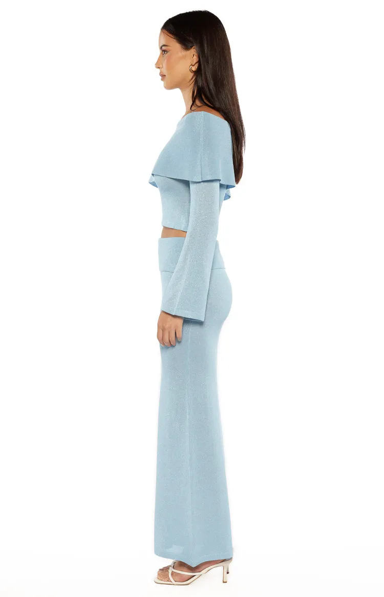 Simona Blue Maxi Knit Skirt sold by Beginning Boutique product image thumbnail 5