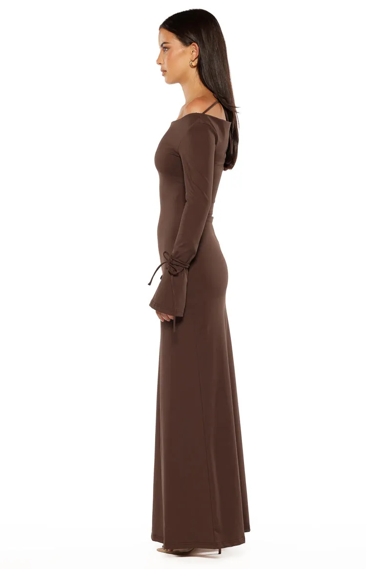 Elisha Chocolate Jersey Maxi Dress sold by Beginning Boutique product image thumbnail 5