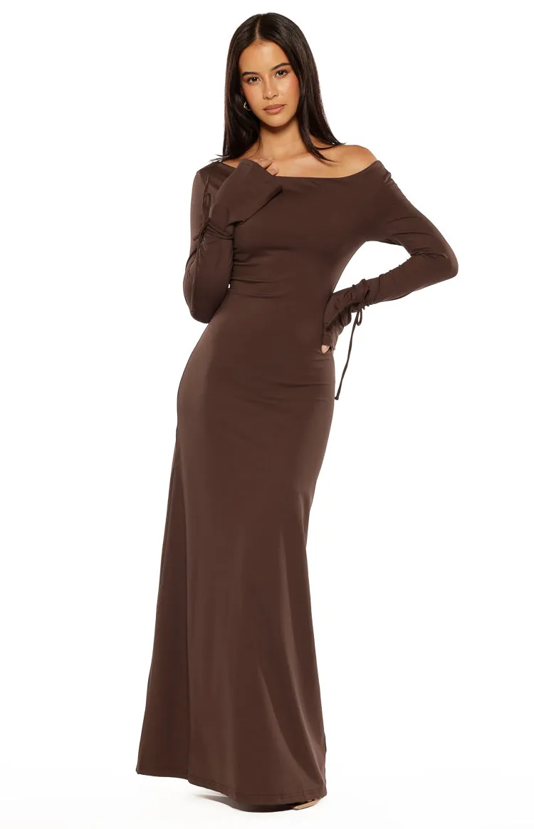 Elisha Chocolate Jersey Maxi Dress sold by Beginning Boutique product image thumbnail 2