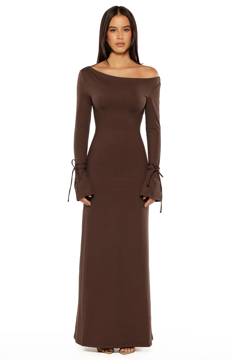 Elisha Chocolate Jersey Maxi Dress sold by Beginning Boutique product image thumbnail 4