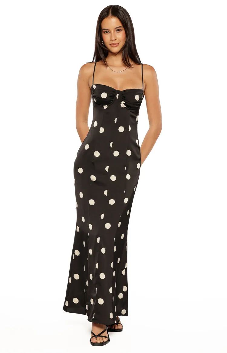 Smith Black Satin Spot Midi Dress sold by Beginning Boutique product image thumbnail 2