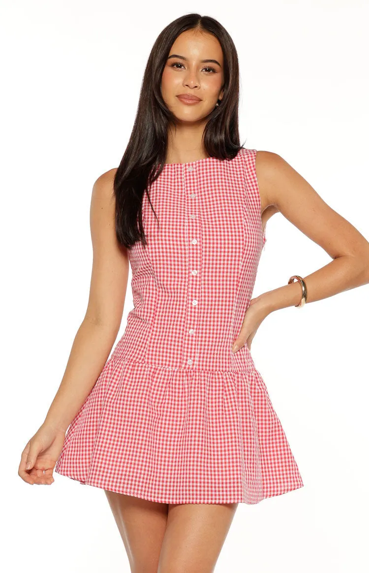 Jordyn Red Gingham Mini dress sold by Beginning Boutique product image thumbnail 2