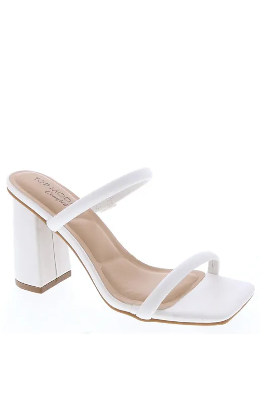 Roxi White PU Strappy Mule Heels sold by Beginning Boutique