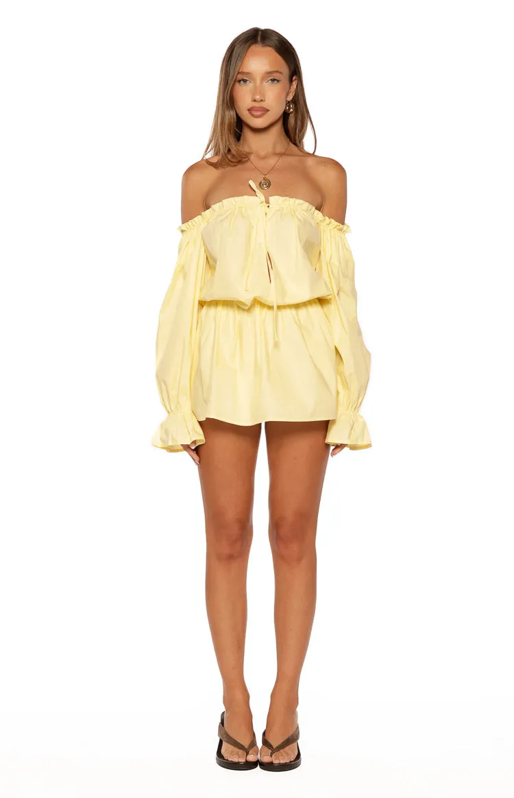 Bode Yellow Bardot Mini Dress sold by Beginning Boutique product image thumbnail 4
