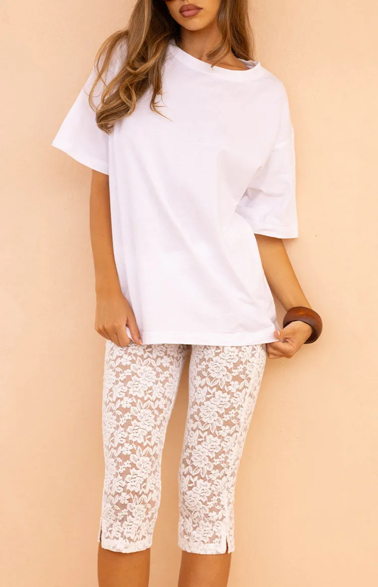 Lydia White Lace Mid Rise Capri Pants sold by Beginning Boutique product image thumbnail 3
