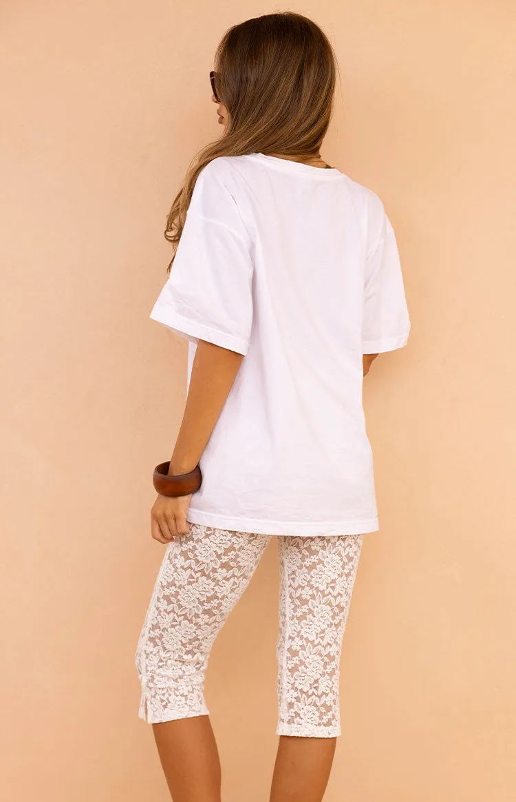Lydia White Lace Mid Rise Capri Pants sold by Beginning Boutique product image thumbnail 4