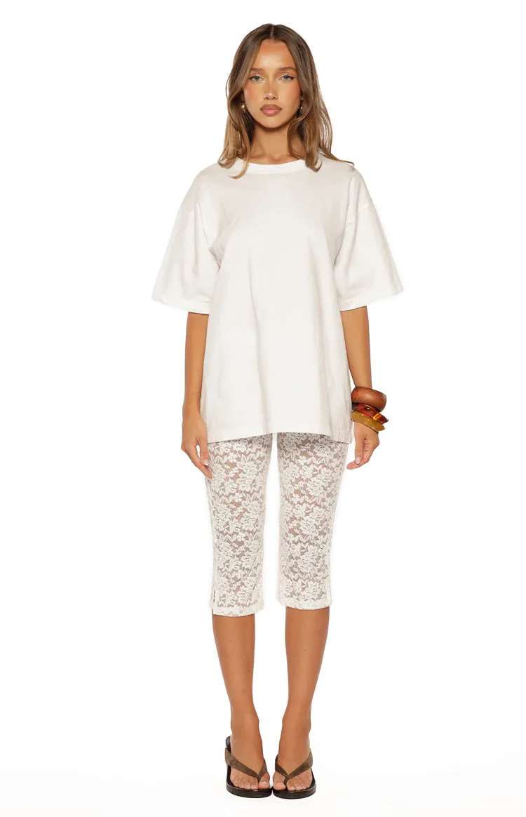 Lydia White Lace Mid Rise Capri Pants sold by Beginning Boutique product image thumbnail 5