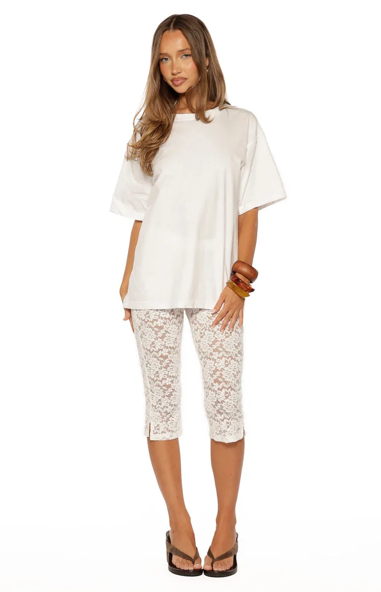 Lydia White Lace Mid Rise Capri Pants sold by Beginning Boutique product image thumbnail 2