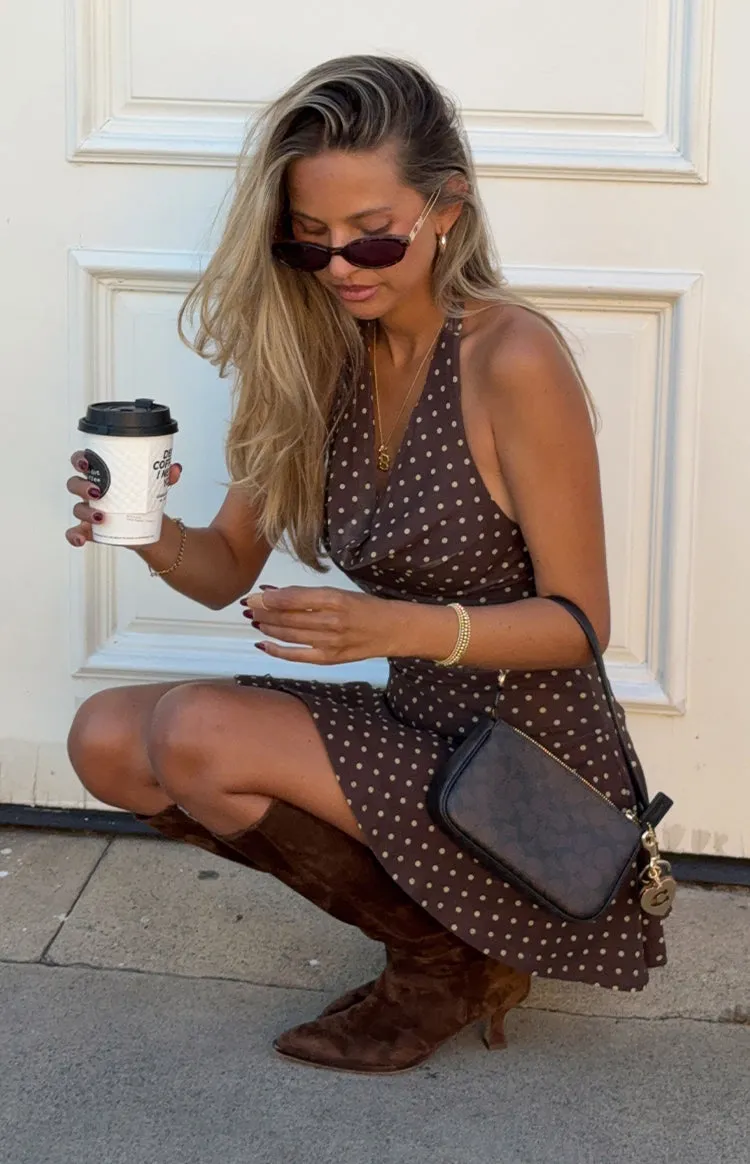 Billy Brown Polka Dot Cowl Mesh Mini Dress sold by Beginning Boutique product image thumbnail 3