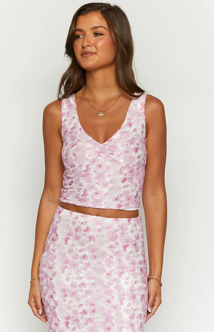 Peony Paradise Pink Lace Crop Top sold by Beginning Boutique product image thumbnail 3