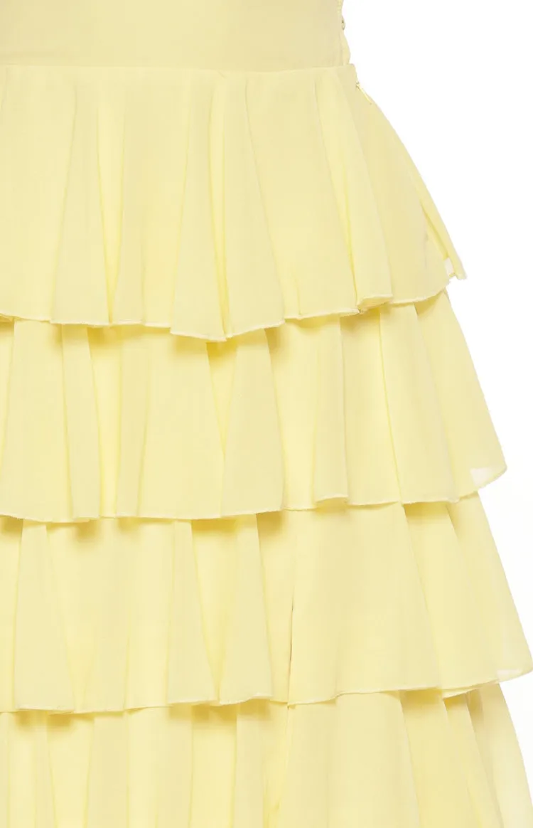 Georgie Yellow Ruffle Maxi Dress sold by Beginning Boutique product image thumbnail 5