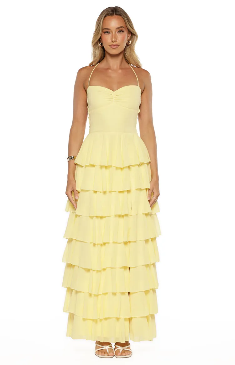Georgie Yellow Ruffle Maxi Dress sold by Beginning Boutique product image thumbnail 2