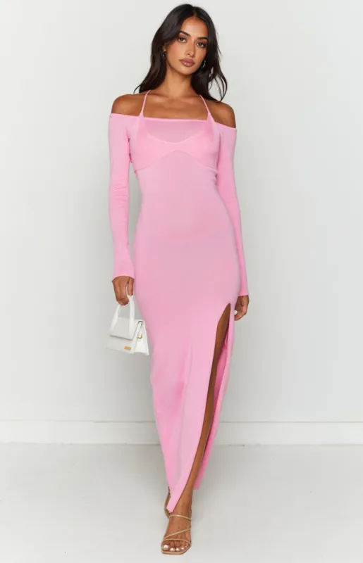 Good Days Pink Long Sleeve Knit Maxi Dress sold by Beginning Boutique