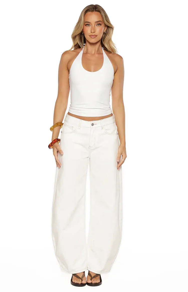 Nora White Jersey Halter Neck Top sold by Beginning Boutique product image thumbnail 3