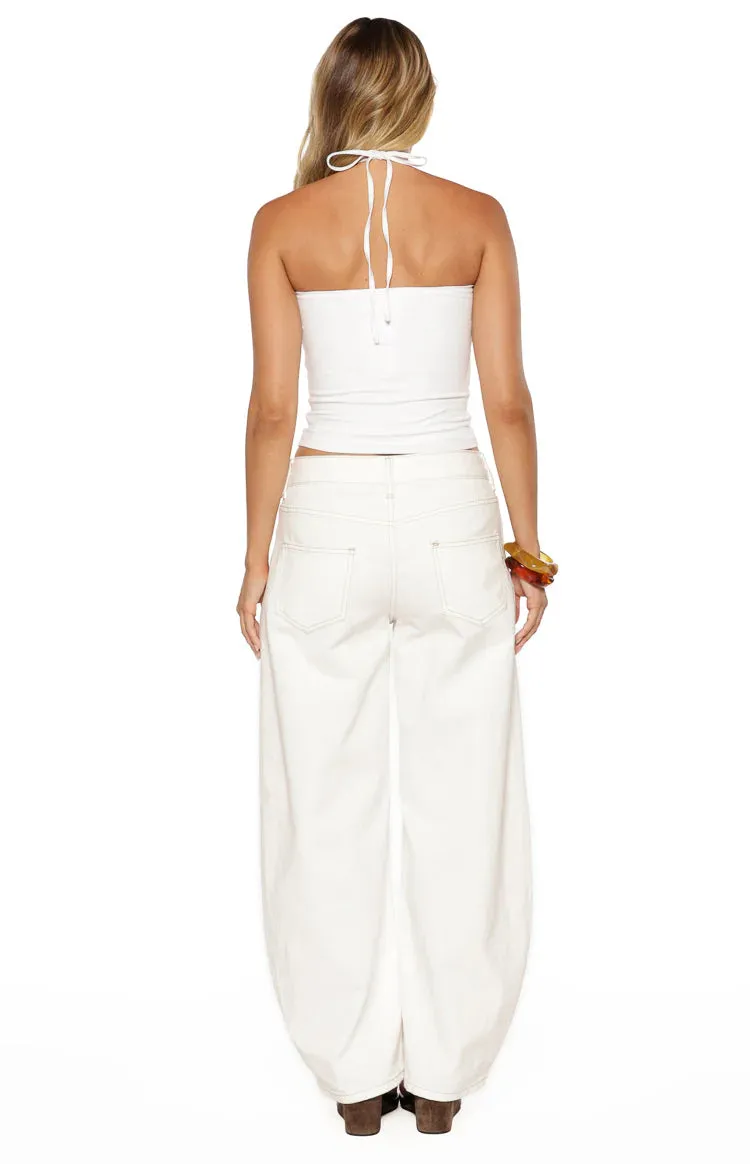 Nora White Jersey Halter Neck Top sold by Beginning Boutique product image thumbnail 5