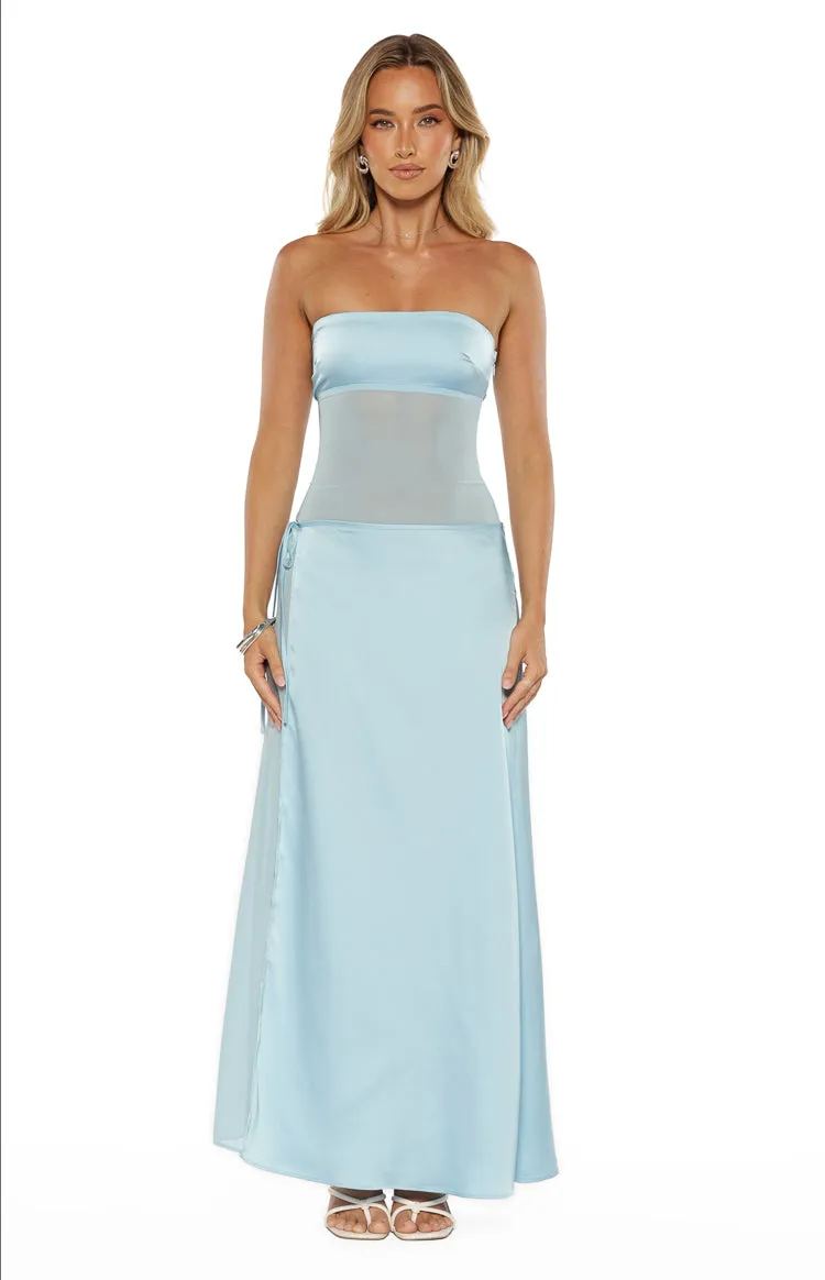 Lidia Blue Wrap Front Maxi Dress sold by Beginning Boutique product image thumbnail 2