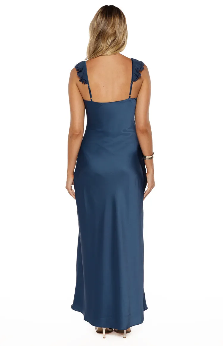 Wendy Navy Satin Maxi Dress sold by Beginning Boutique product image thumbnail 4