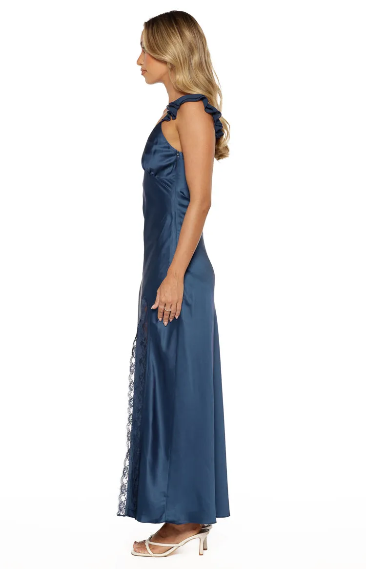 Wendy Navy Satin Maxi Dress sold by Beginning Boutique product image thumbnail 3