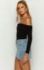 Ari Black Off Shoulder Bodysuit sold by Beginning Boutique