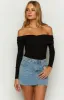 Ari Black Off Shoulder Bodysuit sold by Beginning Boutique