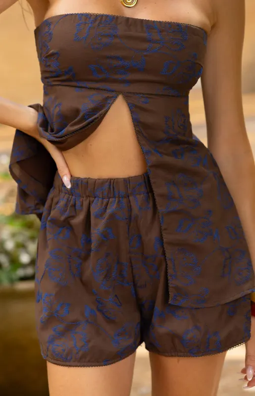 Ailany Brown Floral Shorts sold by Beginning Boutique