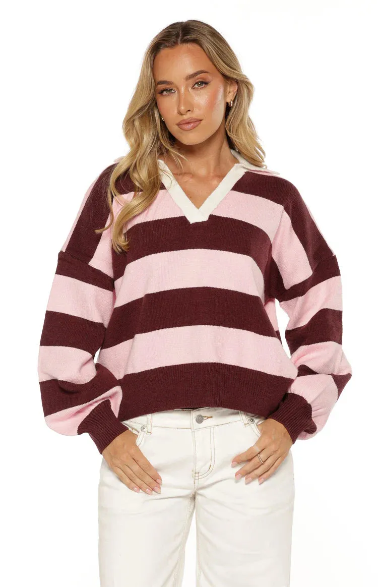 Rina Pink Stripe Polo sold by Beginning Boutique product image thumbnail 2