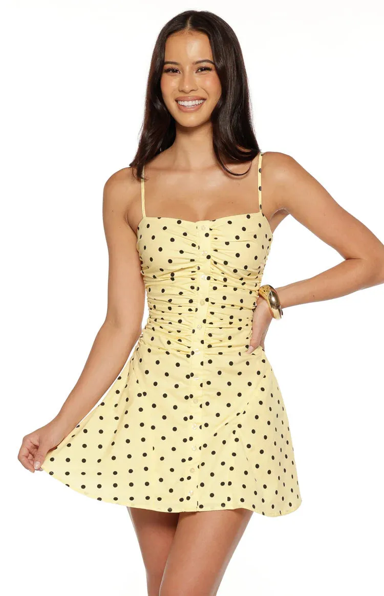 Teo Yellow Polka Dot Mini Dress sold by Beginning Boutique product image thumbnail 2