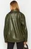 Abbi PU Olive Bomber Jacket sold by Beginning Boutique