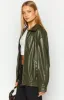 Abbi PU Olive Bomber Jacket sold by Beginning Boutique