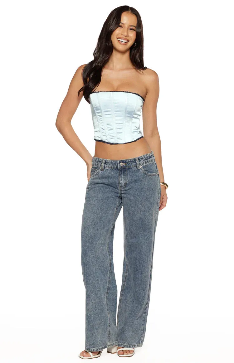 Elvi Blue Satin Corset Top sold by Beginning Boutique product image thumbnail 5