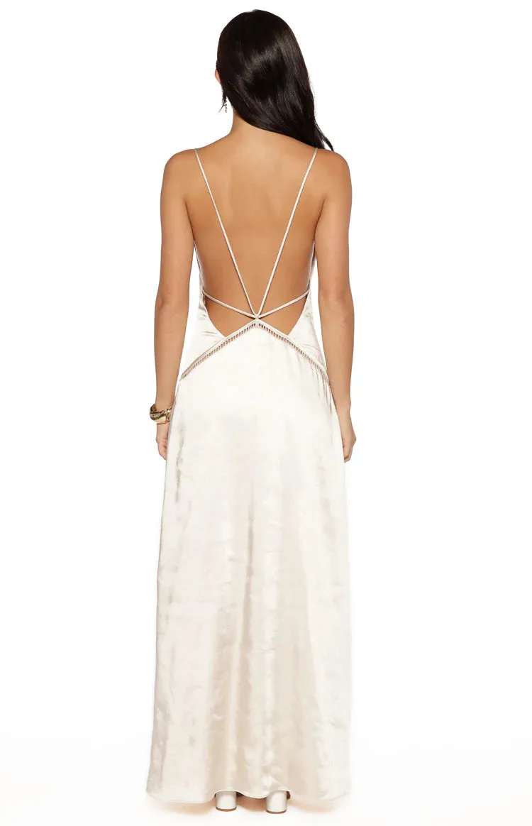 Kaitlynn Cream Satin Maxi Dress sold by Beginning Boutique product image thumbnail 4