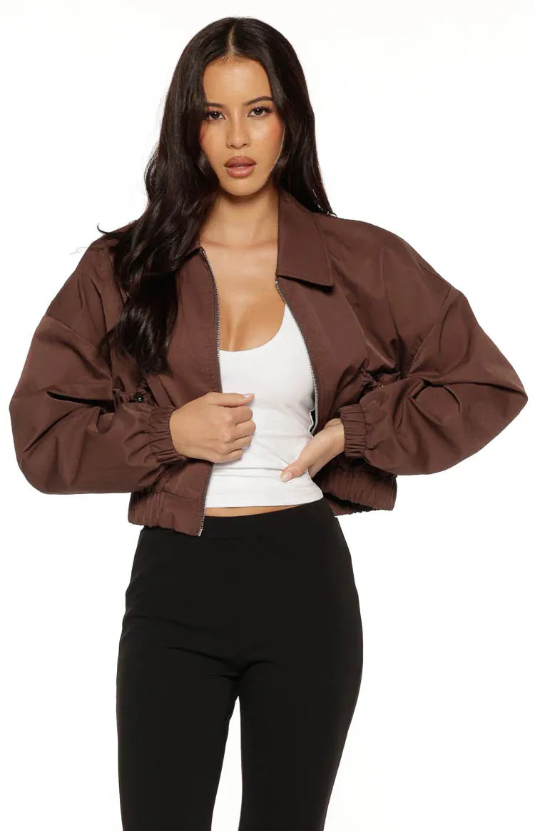 Bobbi Chocolate Collar Bomber Jacket sold by Beginning Boutique product image thumbnail 2