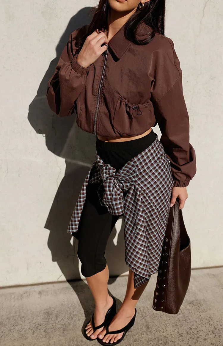 Bobbi Chocolate Collar Bomber Jacket sold by Beginning Boutique product image thumbnail 3