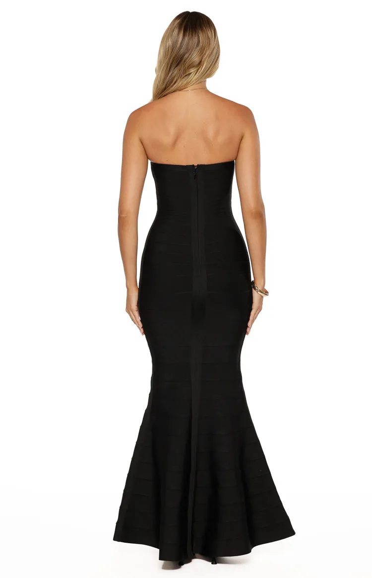 Amanda Black Bandage Strapless Formal Maxi Dress sold by Beginning Boutique product image thumbnail 4